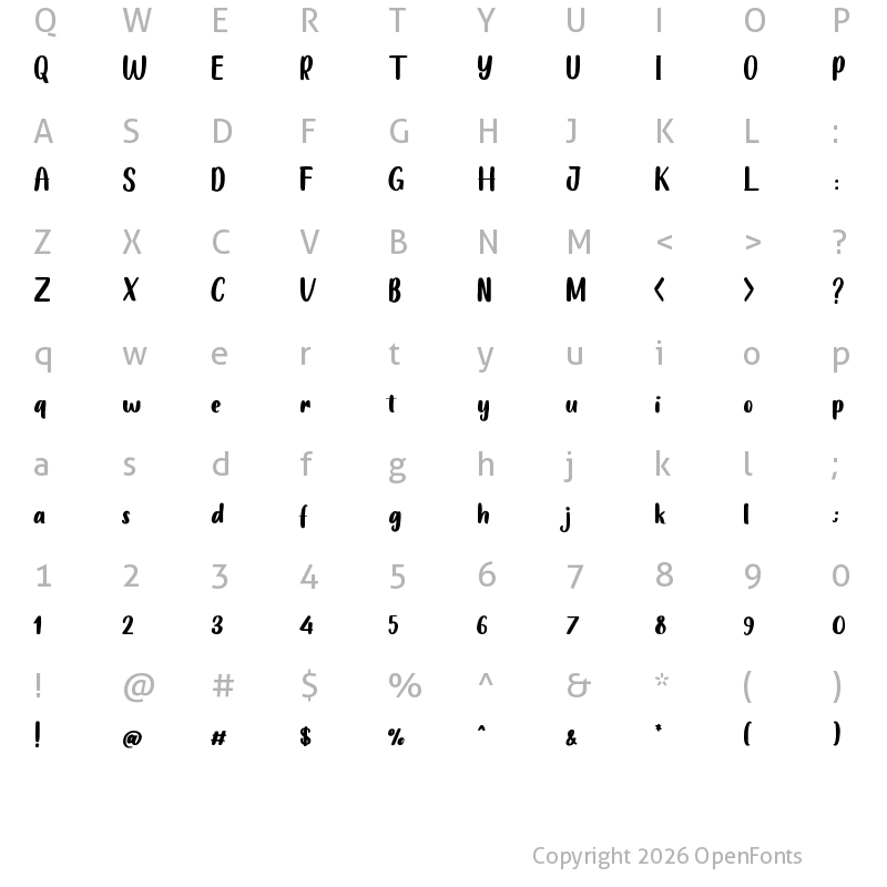 Character Map of Chocolate DRINK DEMO Regular