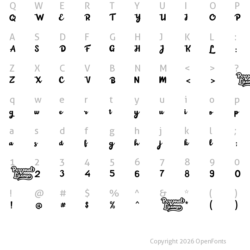 Character Map of Choko Milky Demo Demo