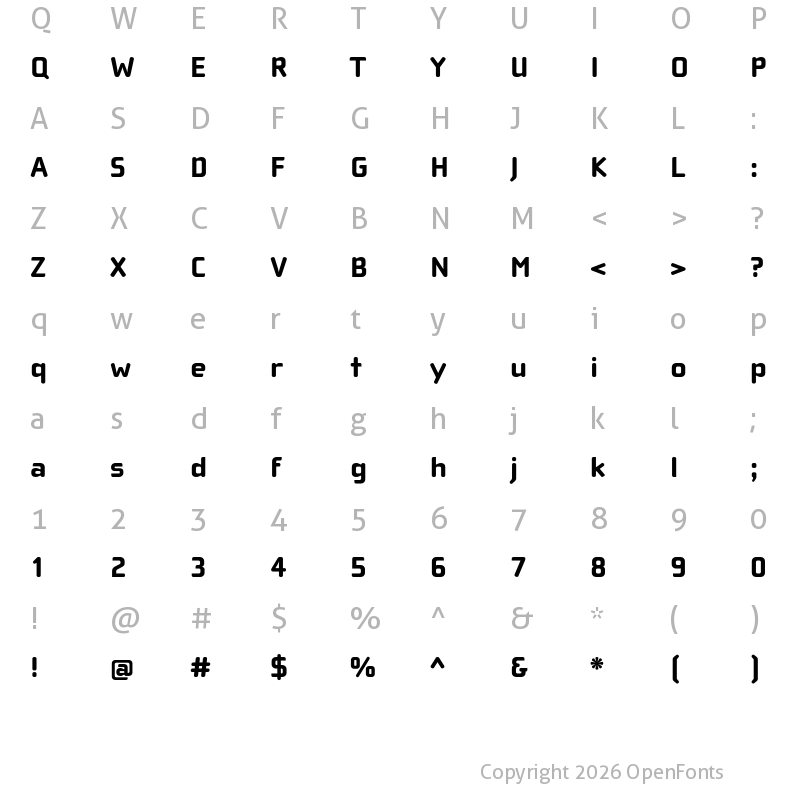 Character Map of Cholla Wide OT Ultra Bold