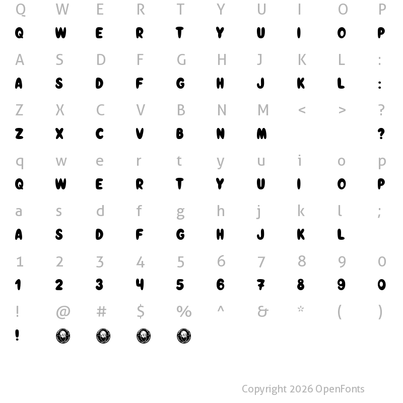 Character Map of Chorizo Toons Regular