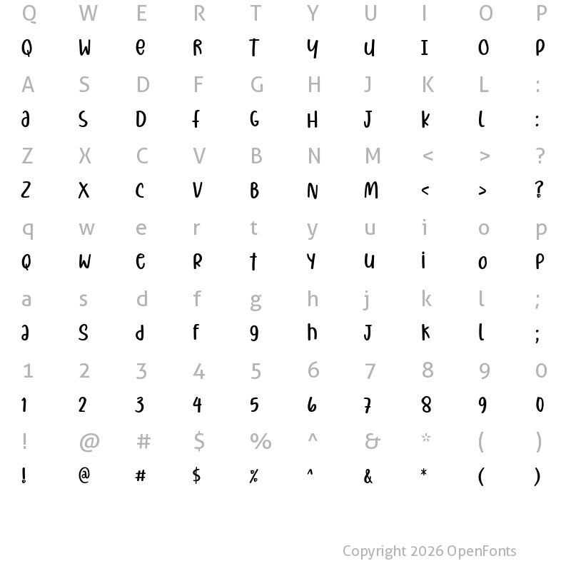 Character Map of Christiany Regular