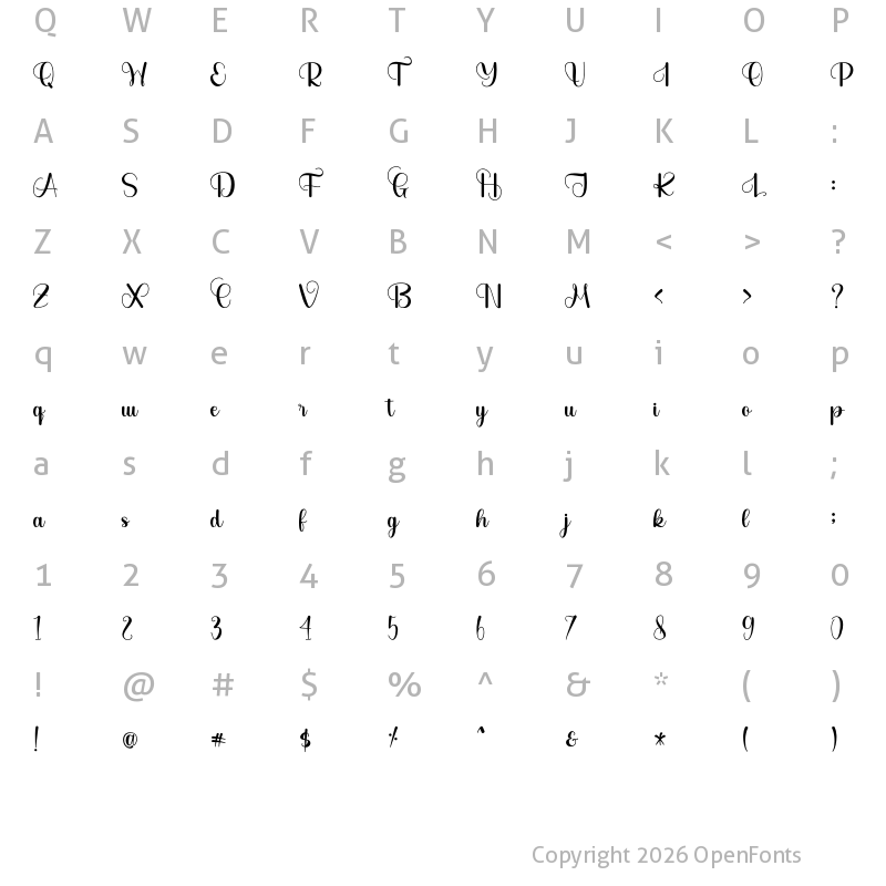Character Map of Christmas Beautiful - Personal Regular