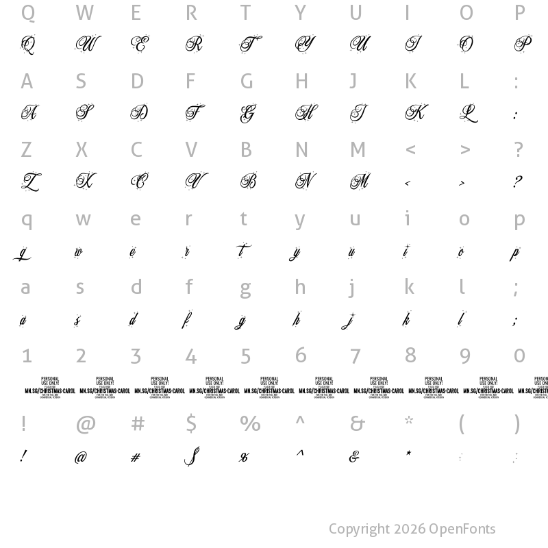 Character Map of Christmas Carol Star PERSONAL Regular