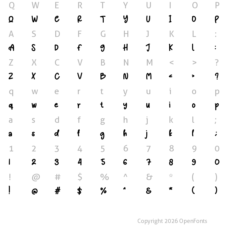 Character Map of Christmas Cookies Regular