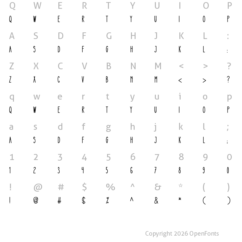 Character Map of Christmas Light Regular