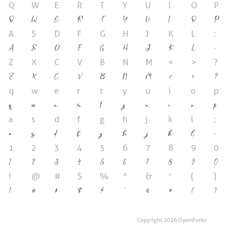 Character Map of Christmas Shine Italic Italic