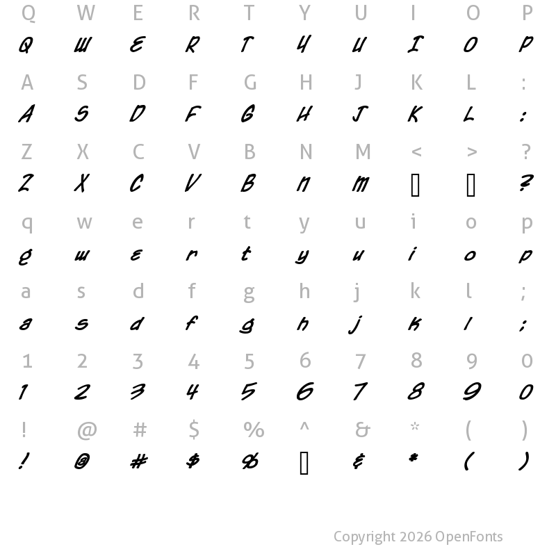 Character Map of Chronicles of a Hero Bold