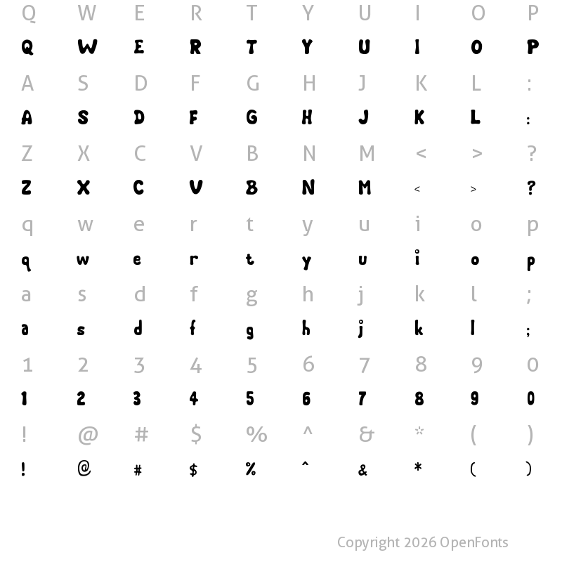 Character Map of Chubby Cheeks Regular