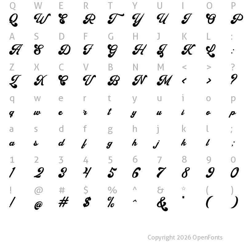 Character Map of Chubiy Regular