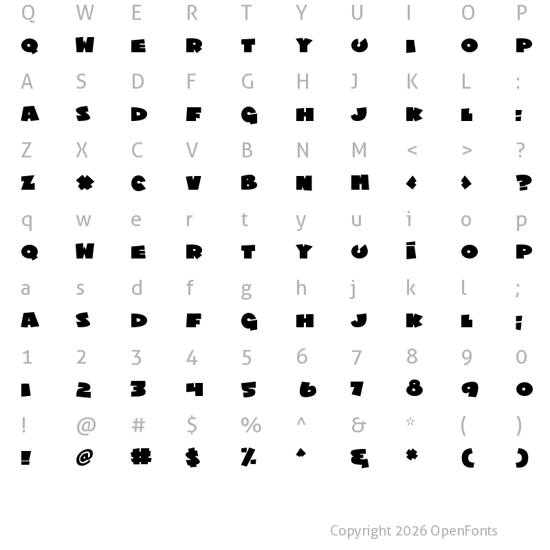 Character Map of Chublings Regular