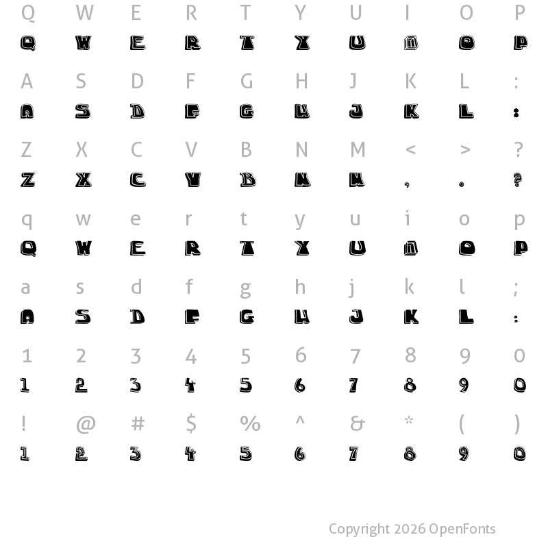 Character Map of chuck-title-font Regular