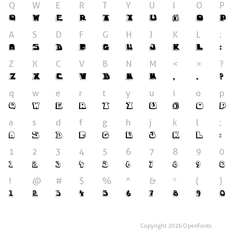 Character Map of chuckablock Regular