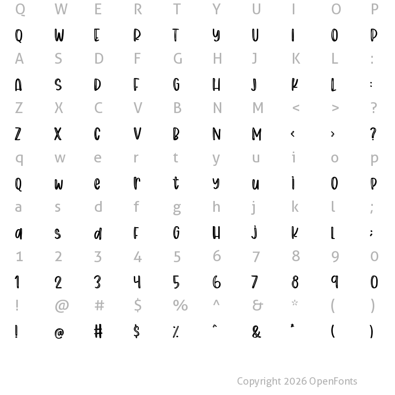 Character Map of Chunky Bear Regular