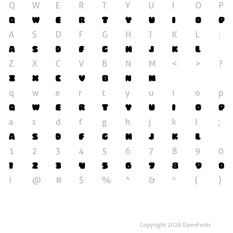 Character Map of Chunky Town Demo Regular