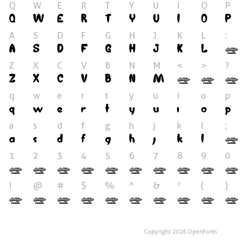 Character Map of Chunky Unicorn Demo Regular