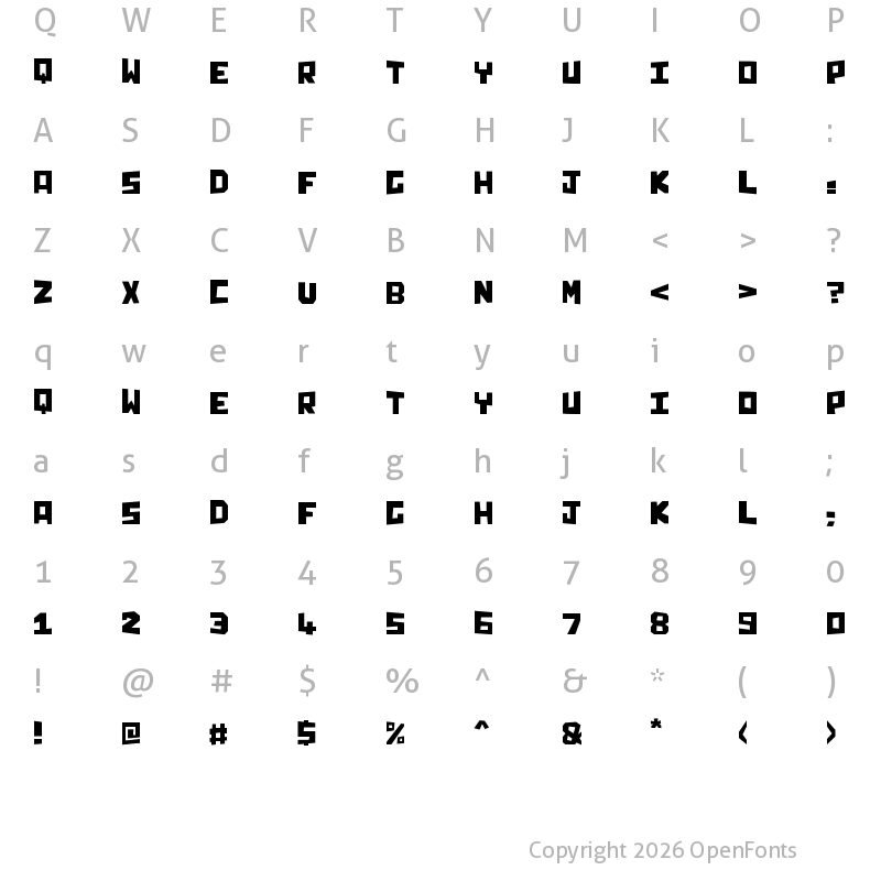 Character Map of Chunq Regular