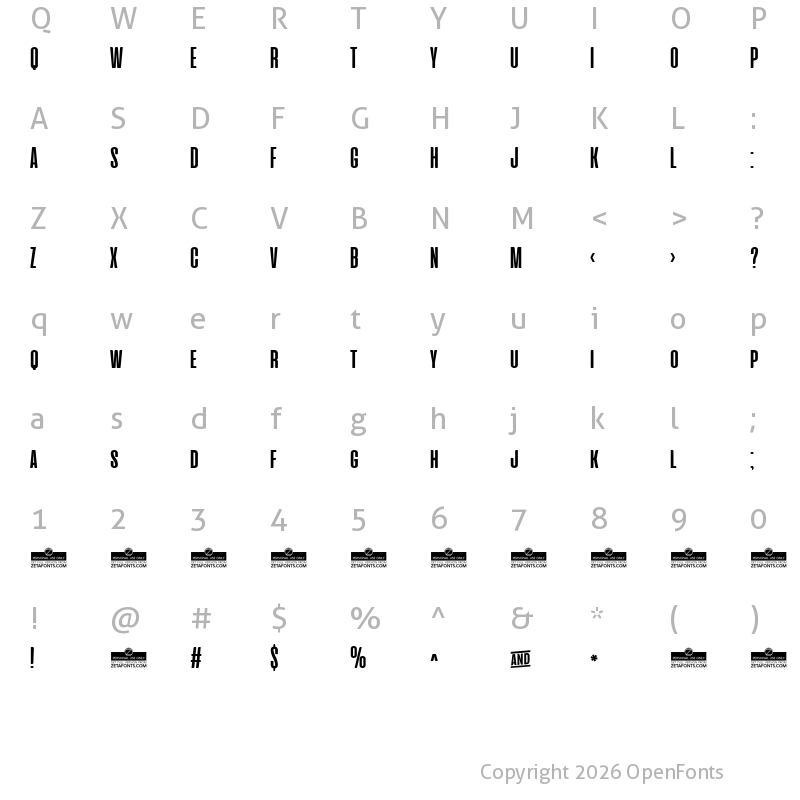 Character Map of Cinematografica Bold
