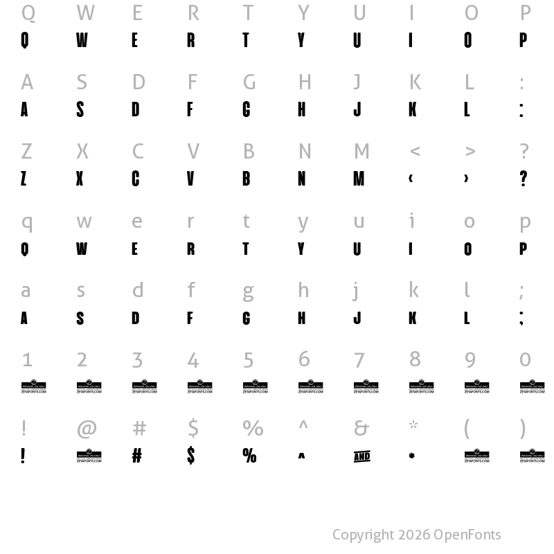 Character Map of Cinematografica Heavy