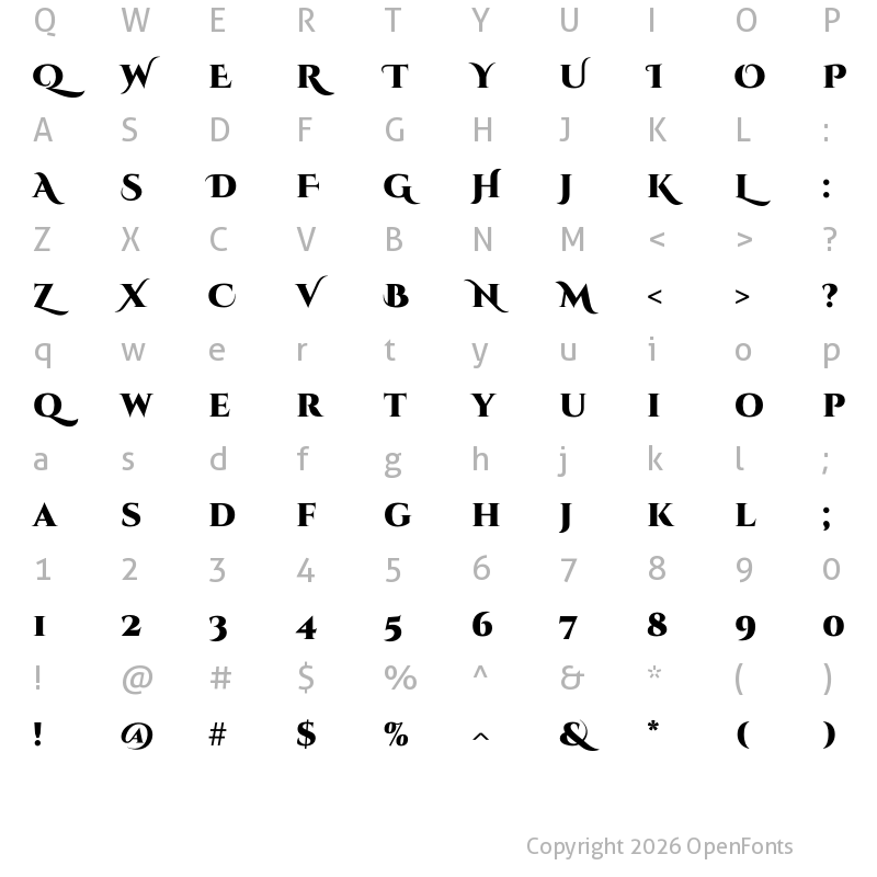 Character Map of Cinzel Decorative Black