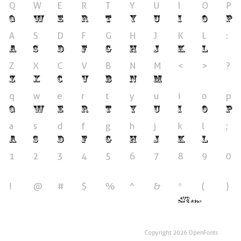 Character Map of Circus Regular