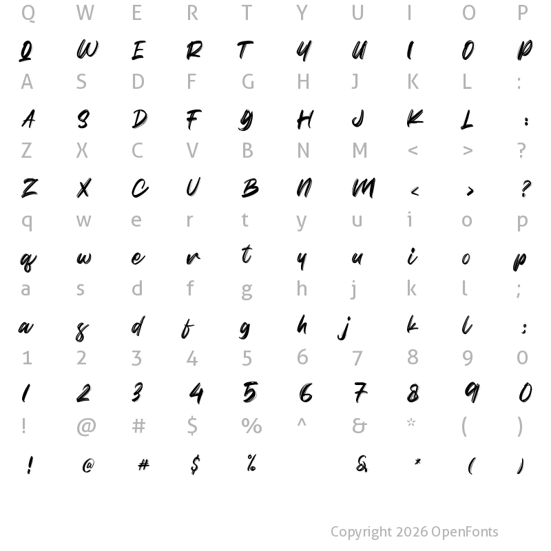 Character Map of Citizen Brush Regular