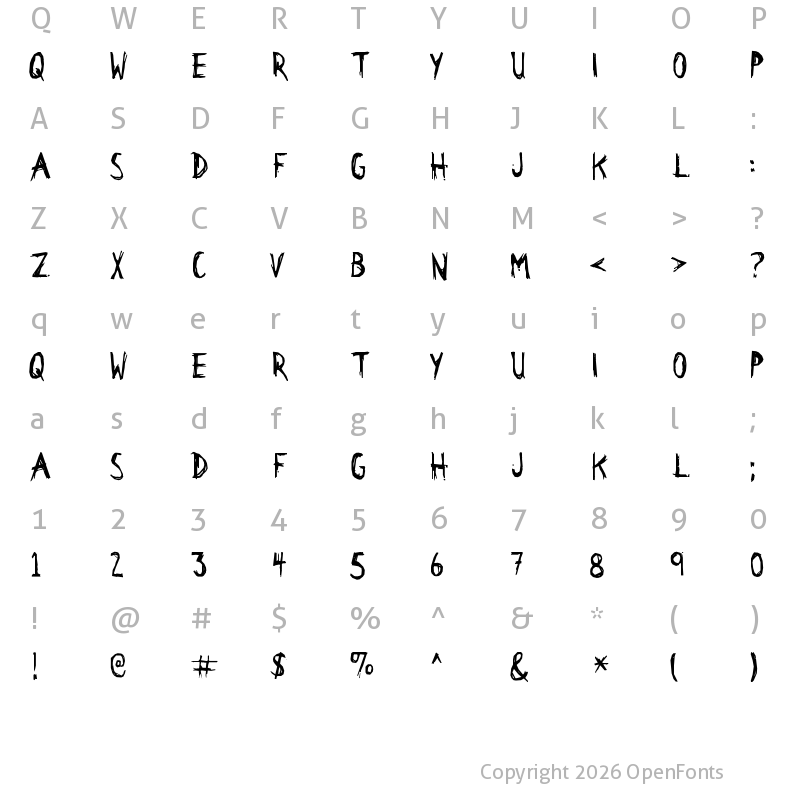 Character Map of Citizen Dick Regular