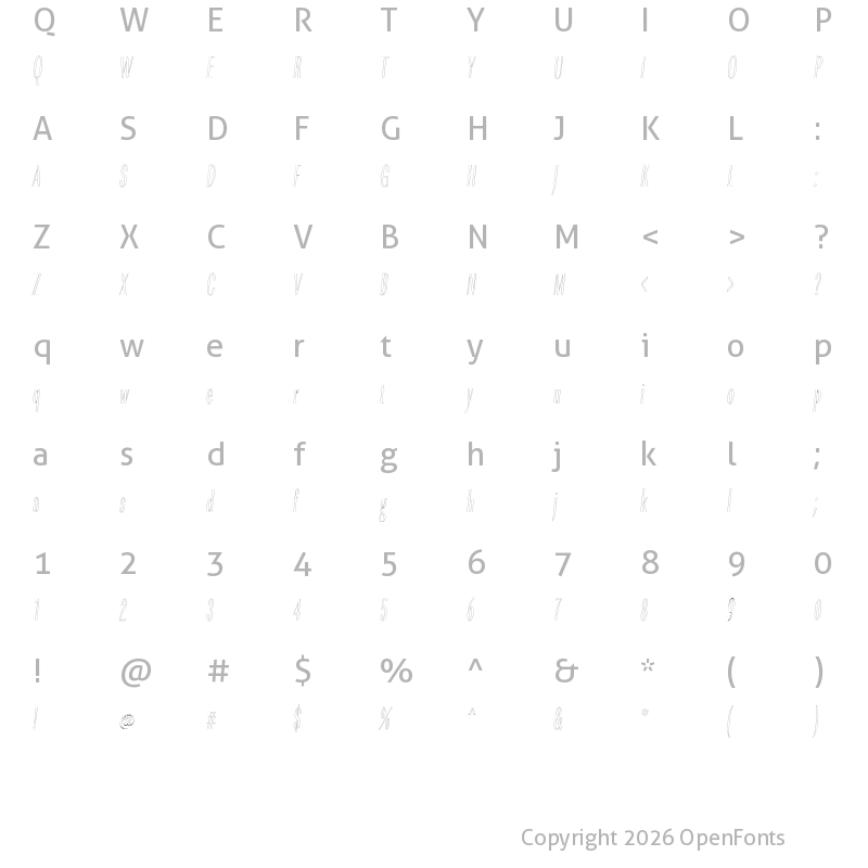 Character Map of CittaNovela Display Oblique Outline