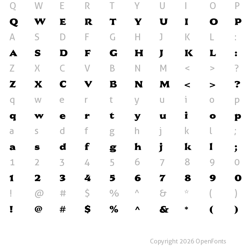 Character Map of Civane Ext Black