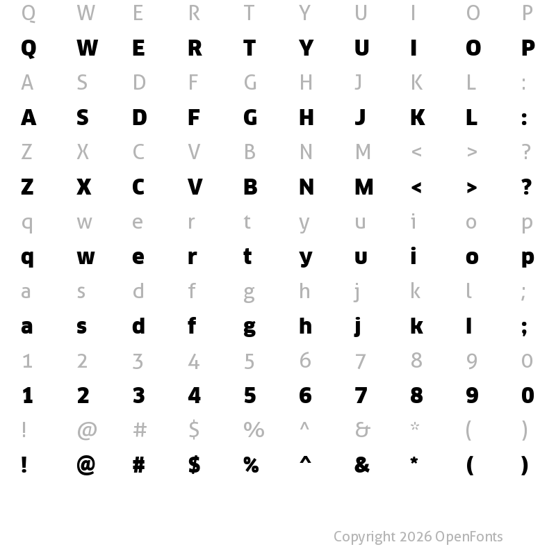 Character Map of Clan Pro Black