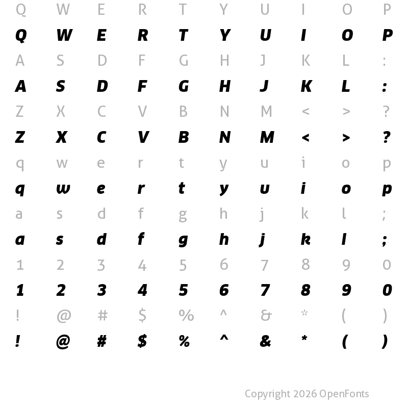 Character Map of Clan Pro Black Italic