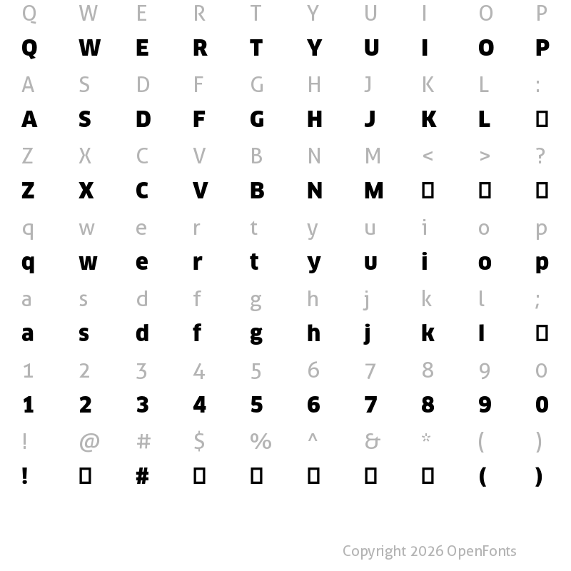 Character Map of ClanPro Black