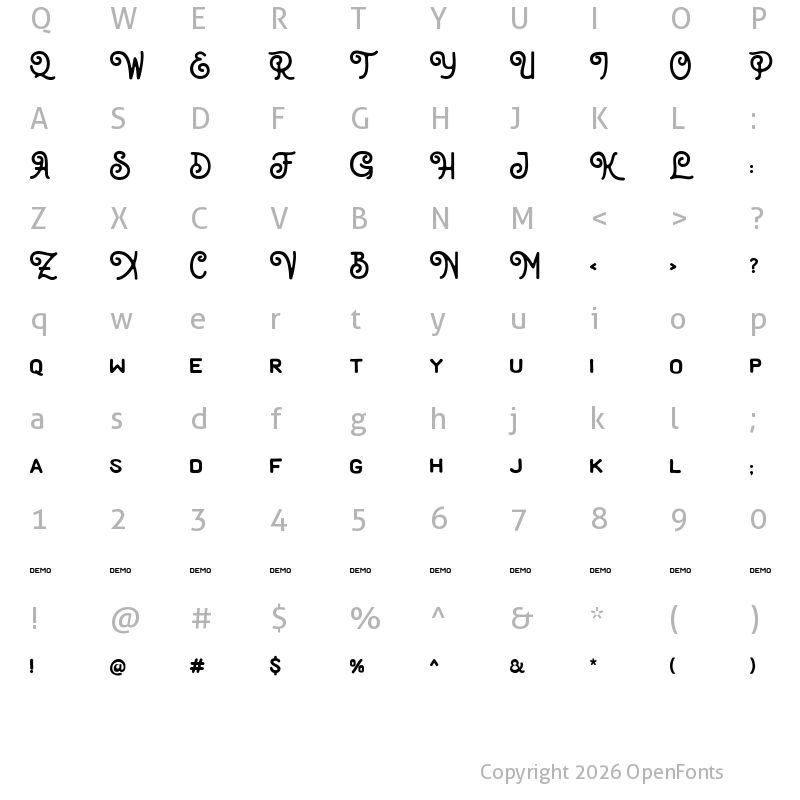 Character Map of Clarkson demo Regular