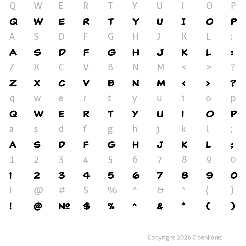 Character Map of Classic Comic Bold