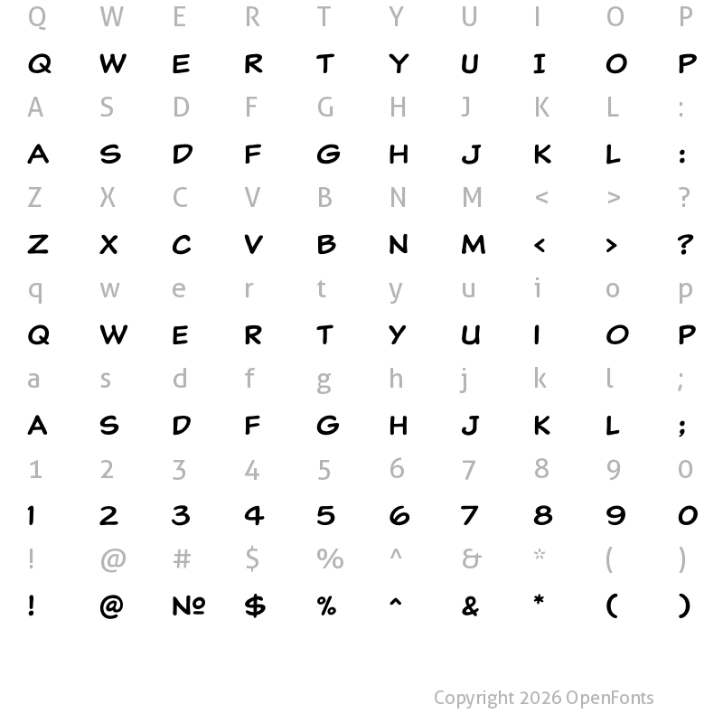 Character Map of Classic Comic Regular