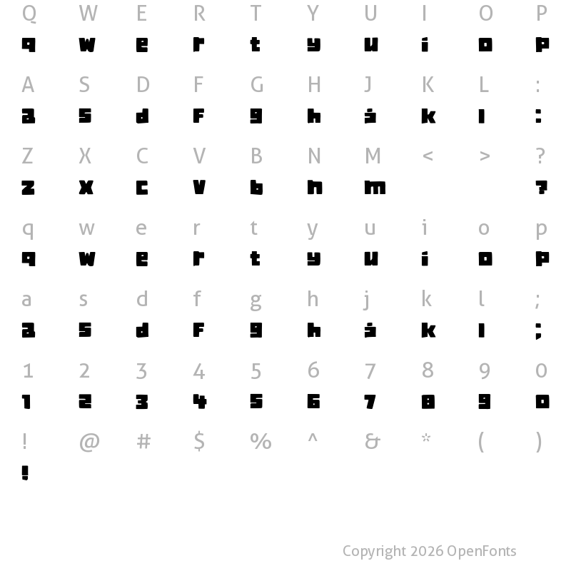 Character Map of Classica Book Regular