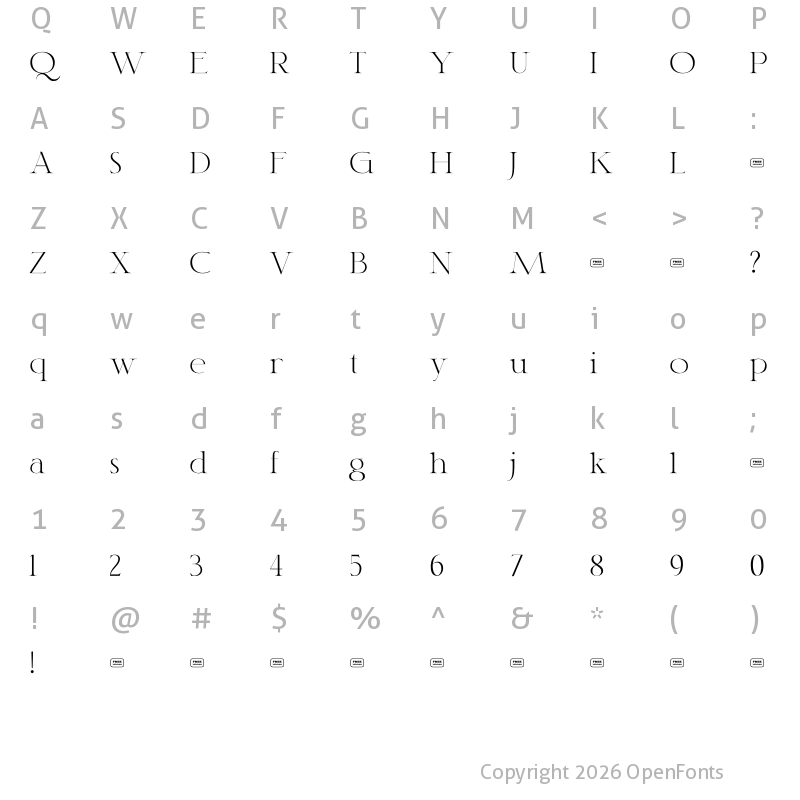 Character Map of Classy Free Trial Regular