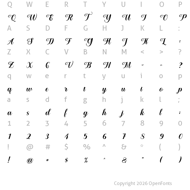 Character Map of Claudia Laura Regular