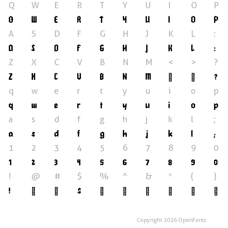 Character Map of Cleankut Regular