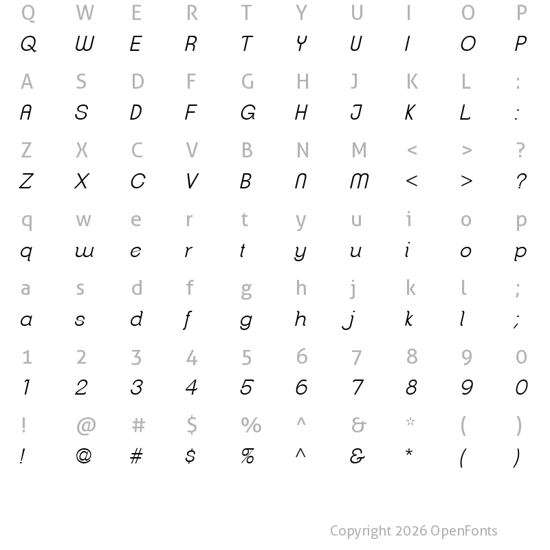 Character Map of ClementePDaf LightItalic