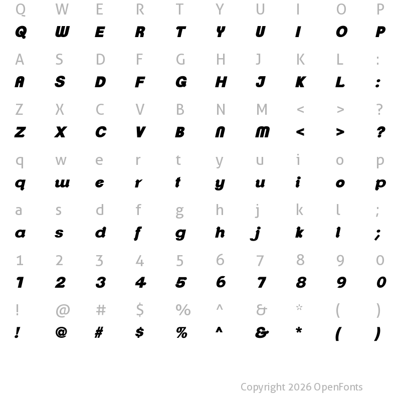 Character Map of ClementePDar UltraBoldItalic