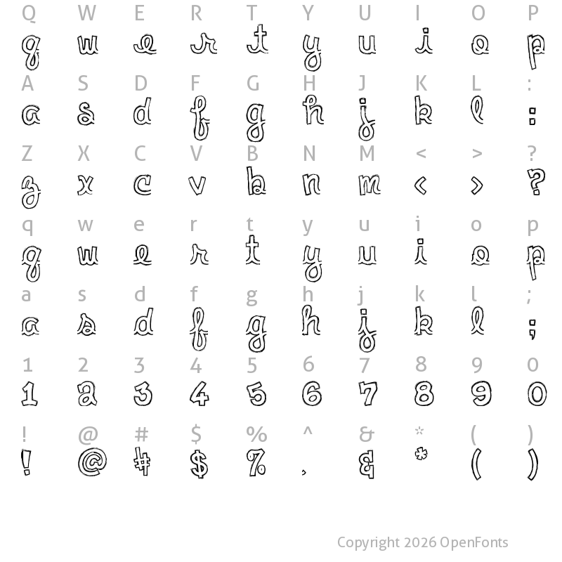 Character Map of Clementine Sketch Regular