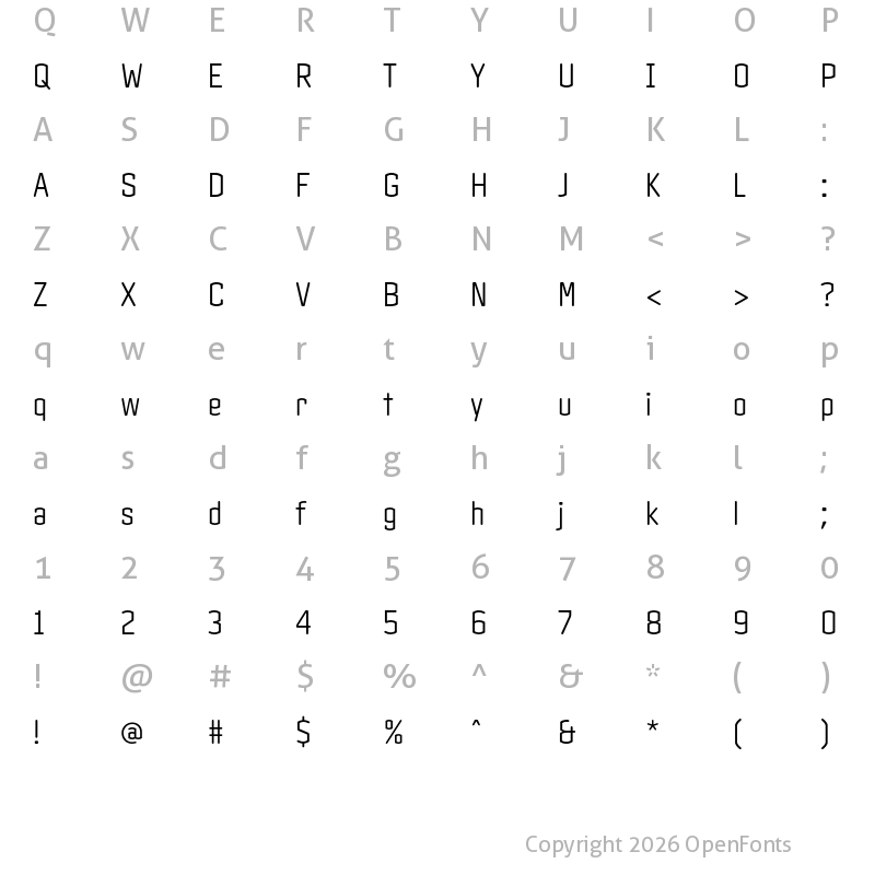 Character Map of Clicker Condensed Light