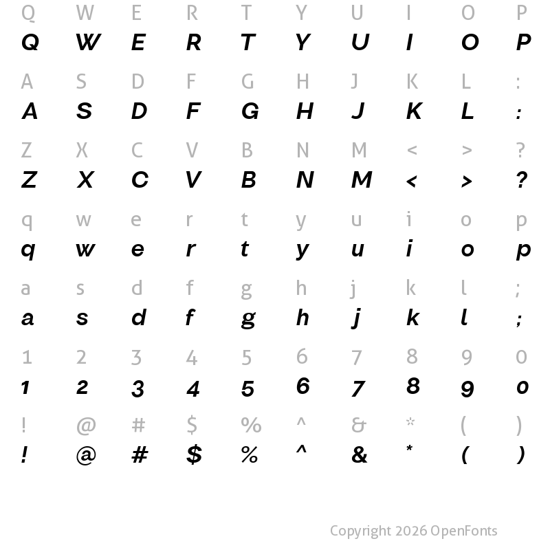 Character Map of Clinton Bold Italic