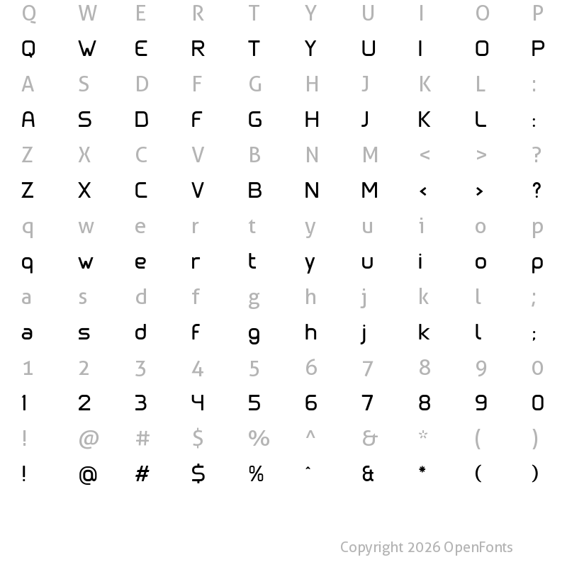 Character Map of Clipangle Regular