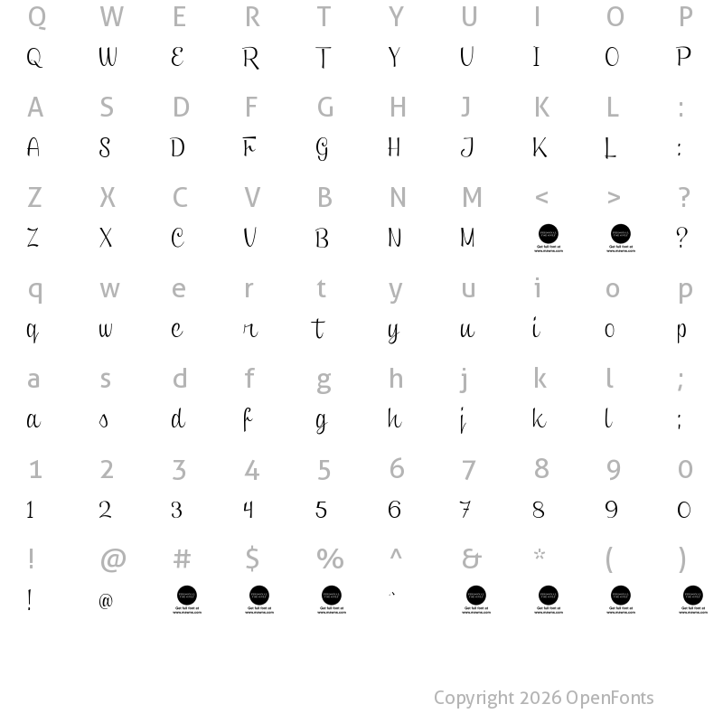 Character Map of Clipper Script (Personal Use) Regular
