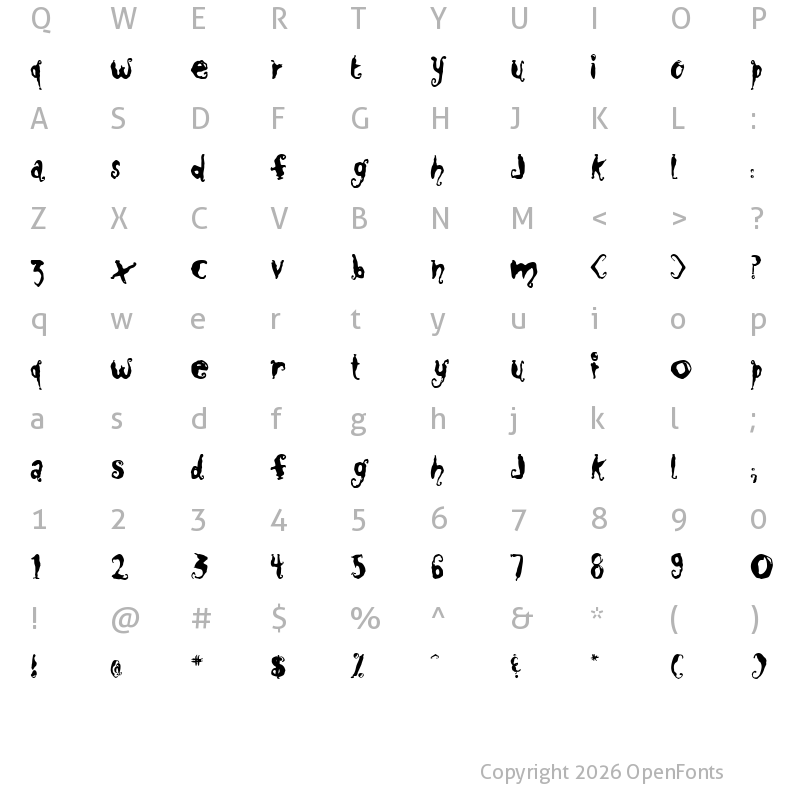 Character Map of Close to Me Regular