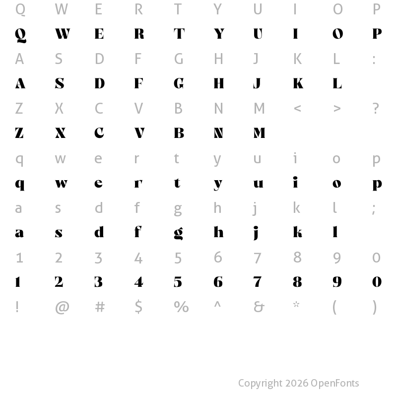 Character Map of Cloud Dancer Regular