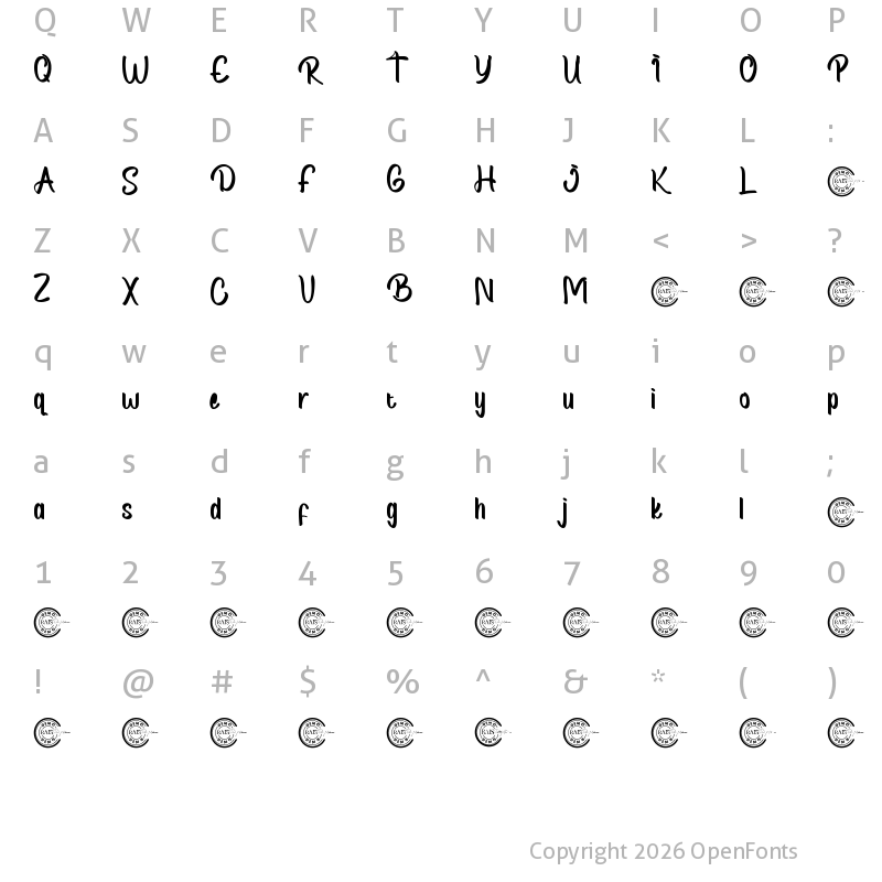 Character Map of Coal Black Demo Regular
