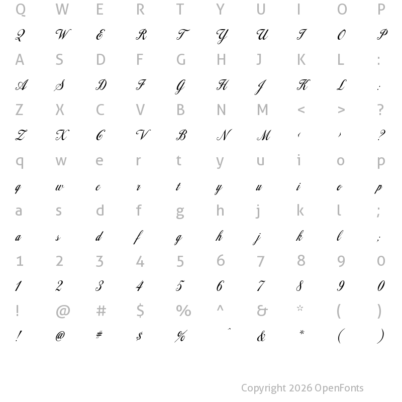 Character Map of Coca-Cola Script Italic Regular