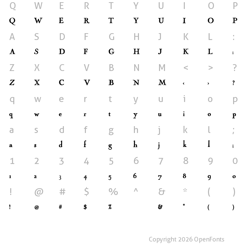 Character Map of Cock Bold